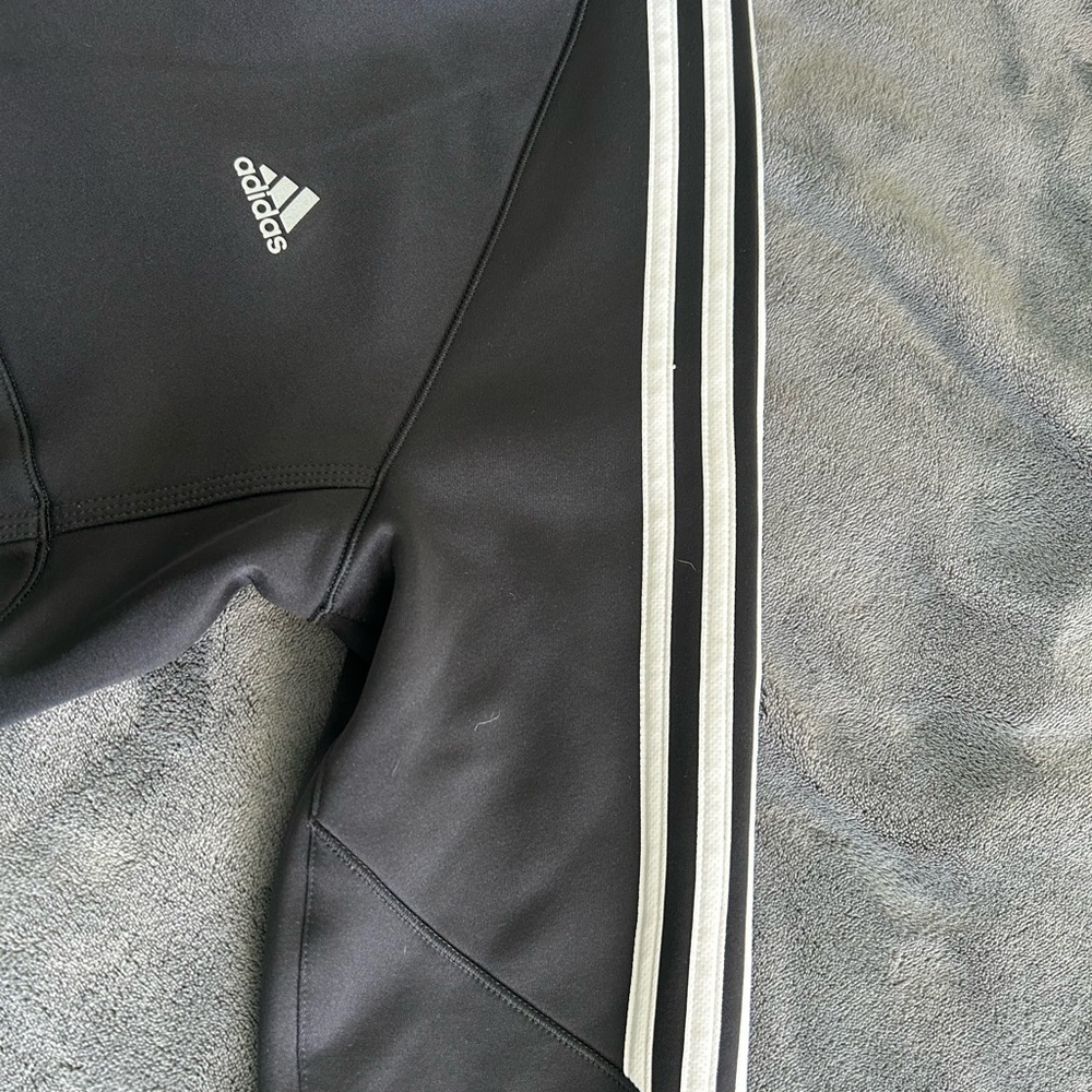 Adidas Black Half-Zip Pullover with White Stripes. - Picture 5 of 6